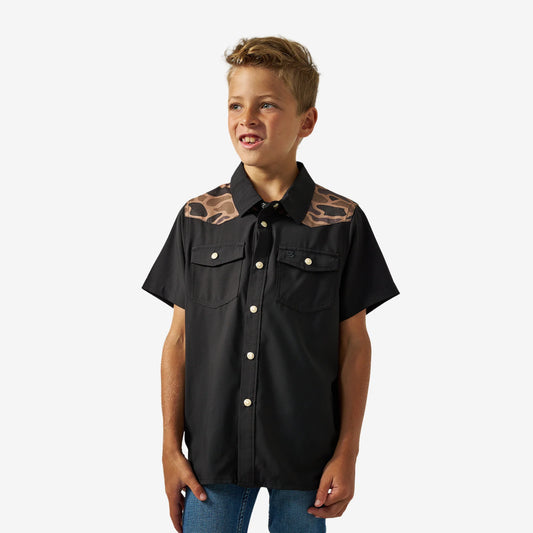 Black & Gauge Camo Western Shirt