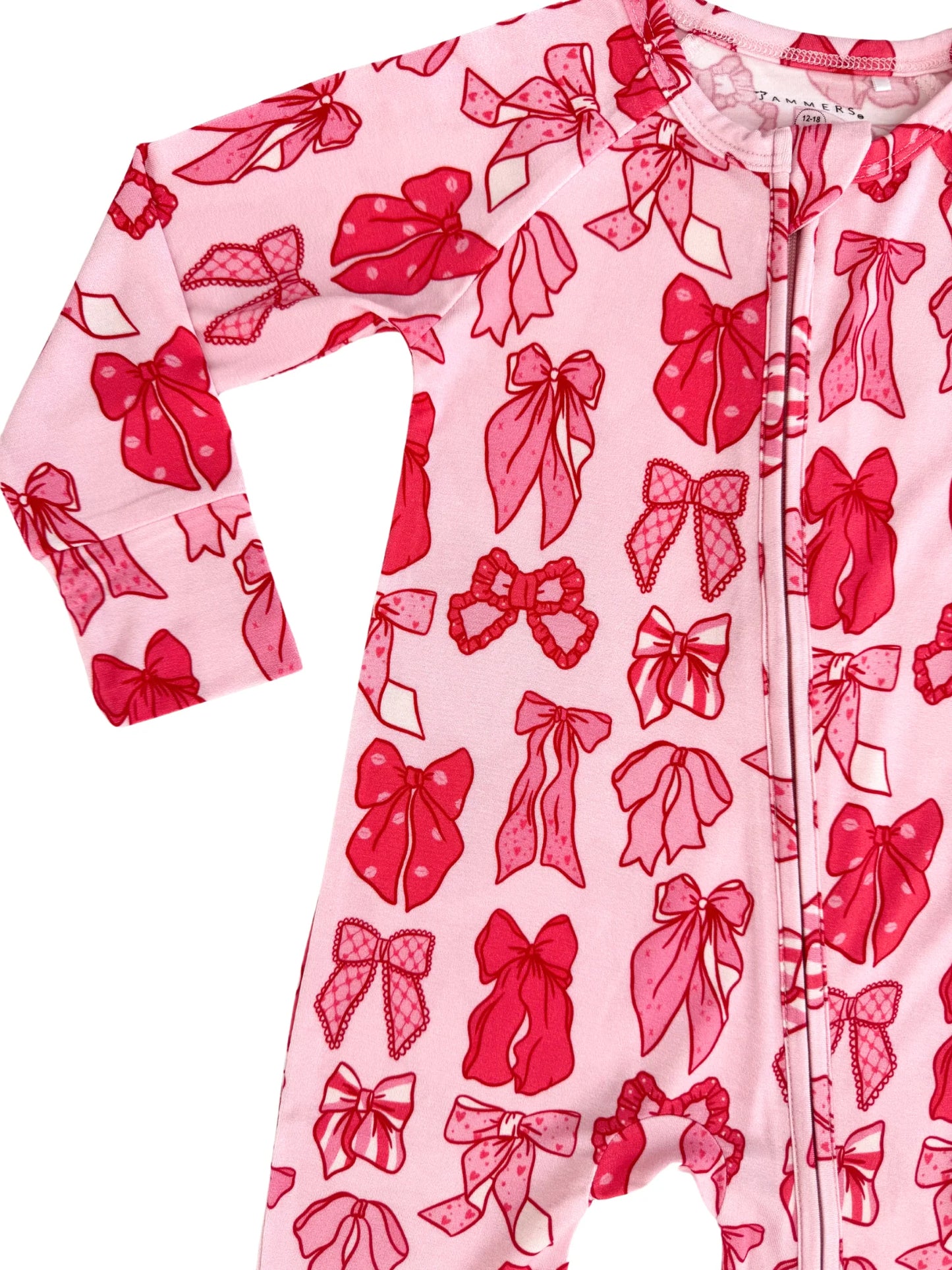 Valentine Bows Zipper Romper
