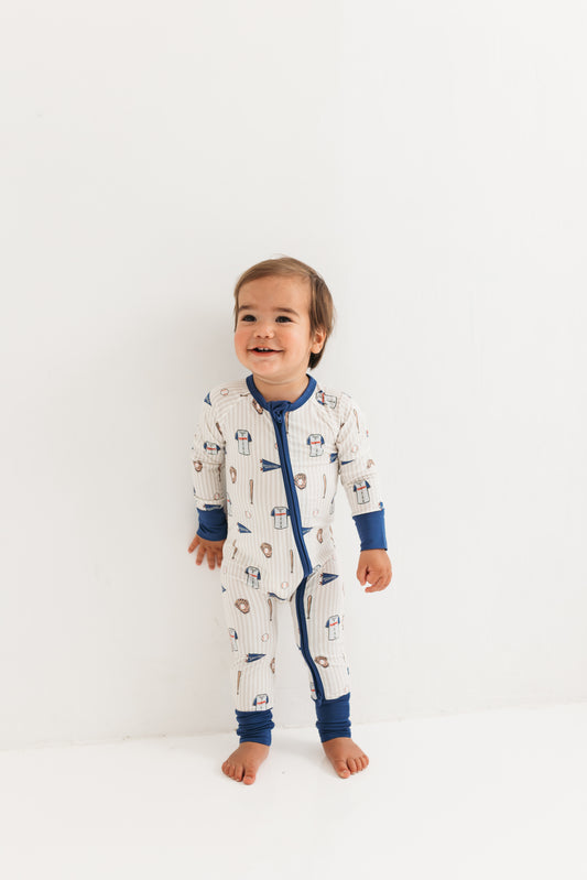 Baseball Zipper Romper