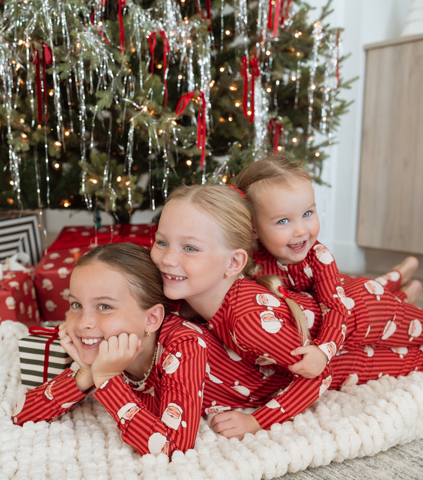 Santa Stripe Zipper Romper