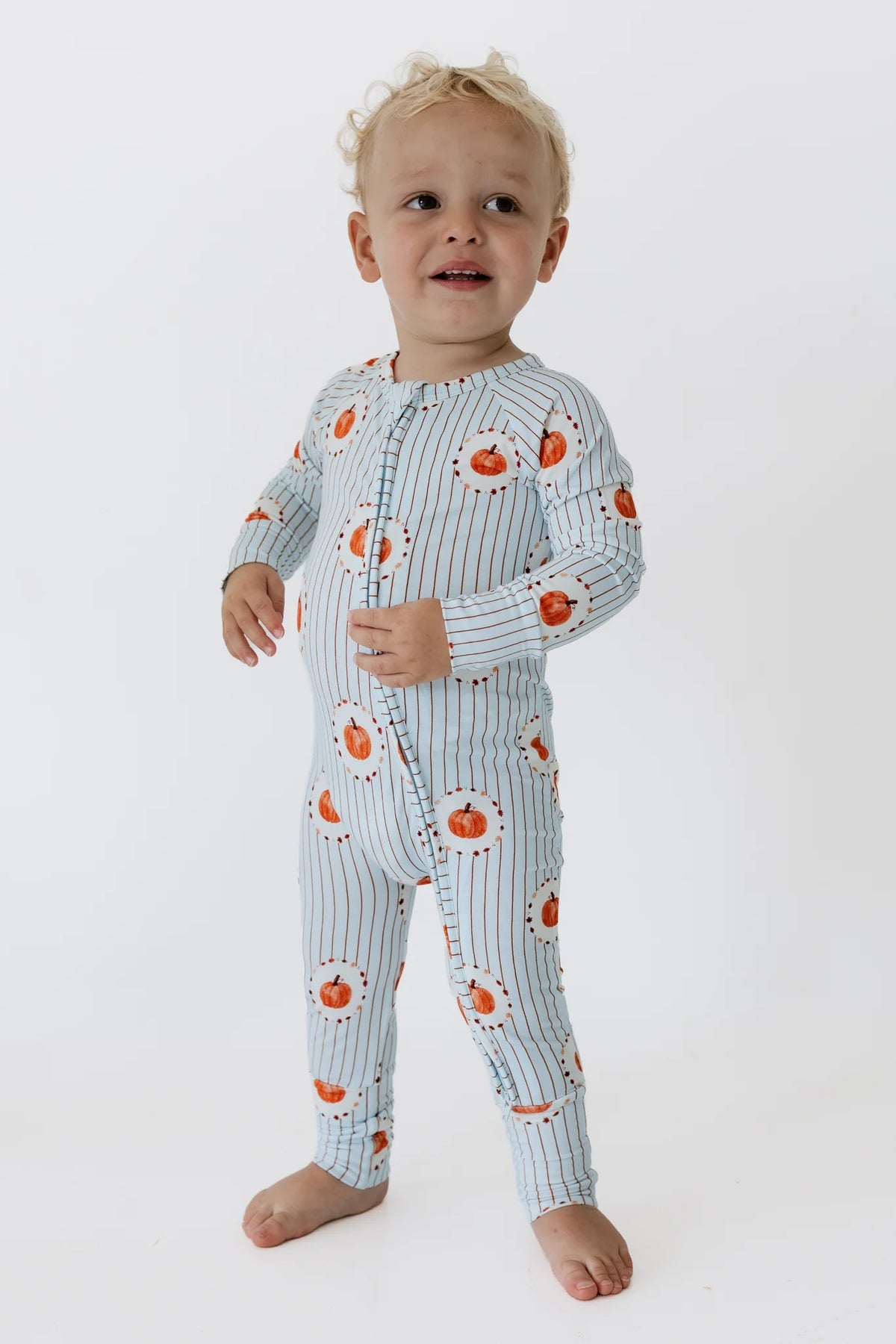 Pumpkin Exlpore Zipper Romper