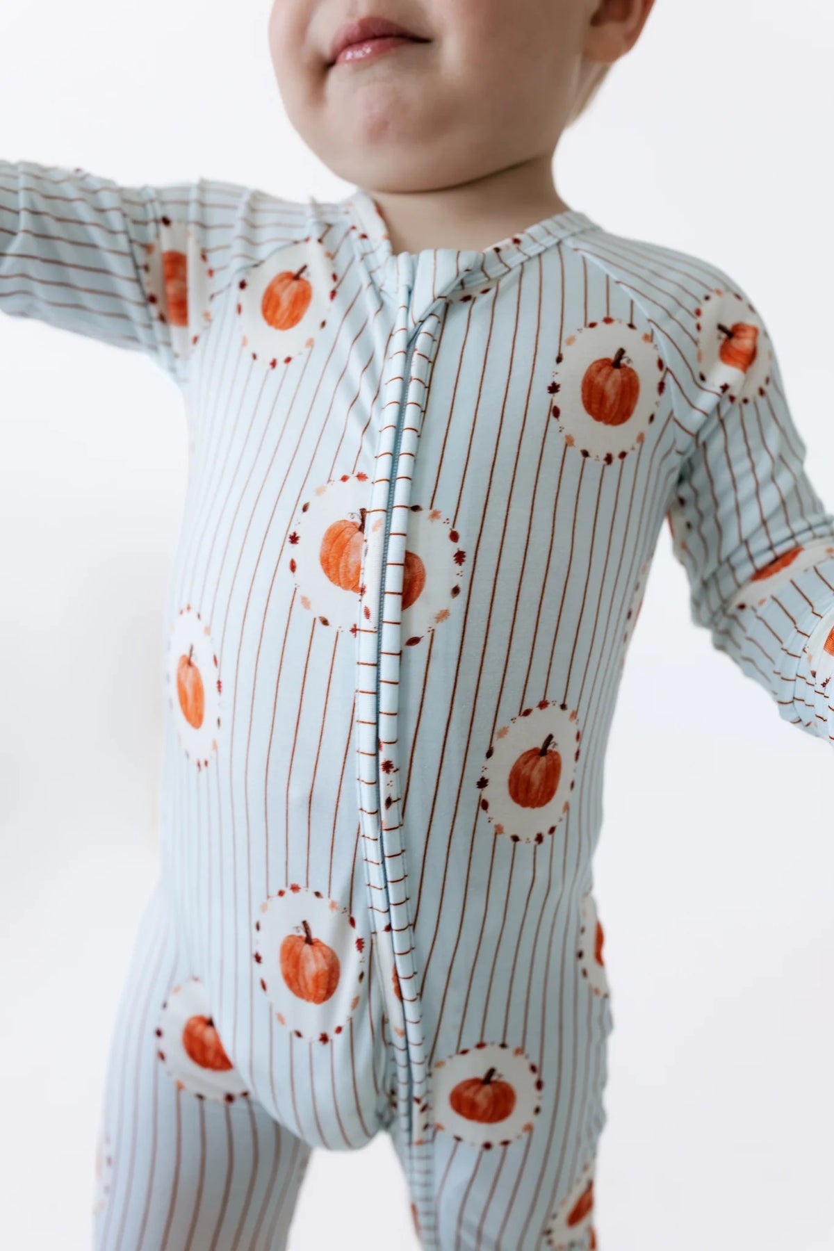 Pumpkin Exlpore Zipper Romper
