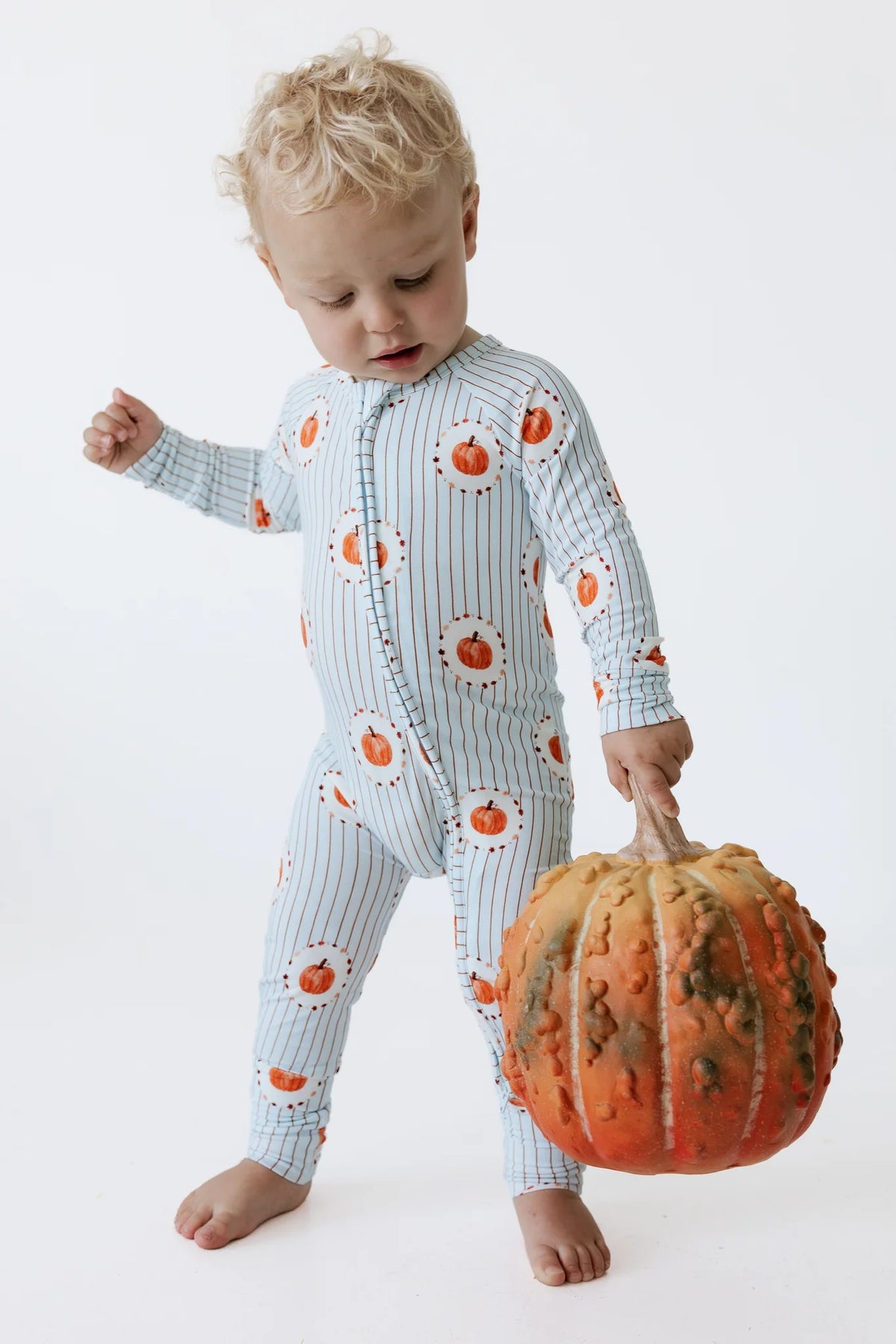Pumpkin Exlpore Zipper Romper