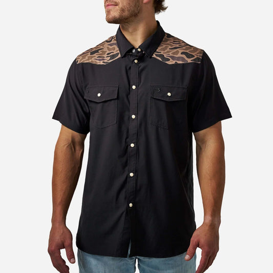 Dad Black & Gauge Camo Western Shirt