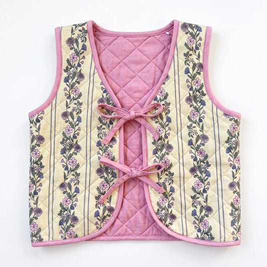 Yellow Floral Quilted Vest