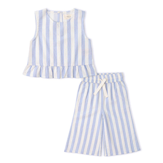 Blue Stripes Pants Set