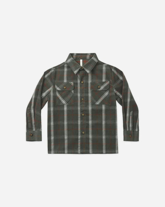 Pocketed Flannel Shirt Holiday Plaid
