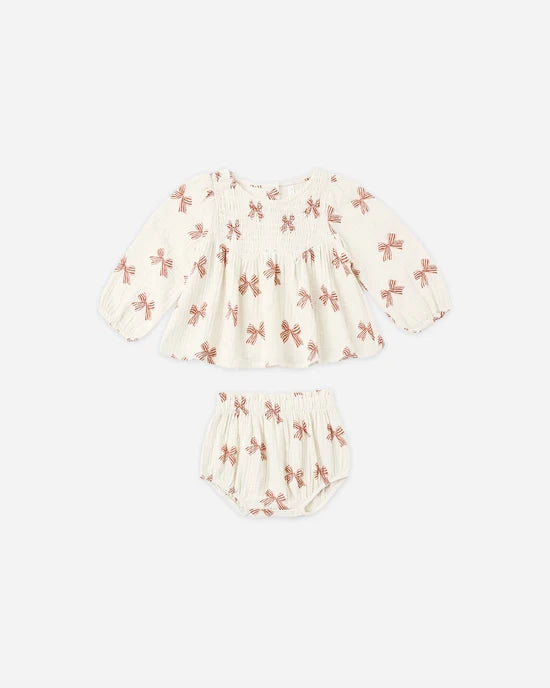 Sophia Top + Bloomer Set Peppermint Bows
