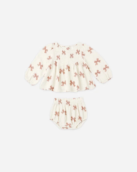 Sophia Top + Bloomer Set Peppermint Bows
