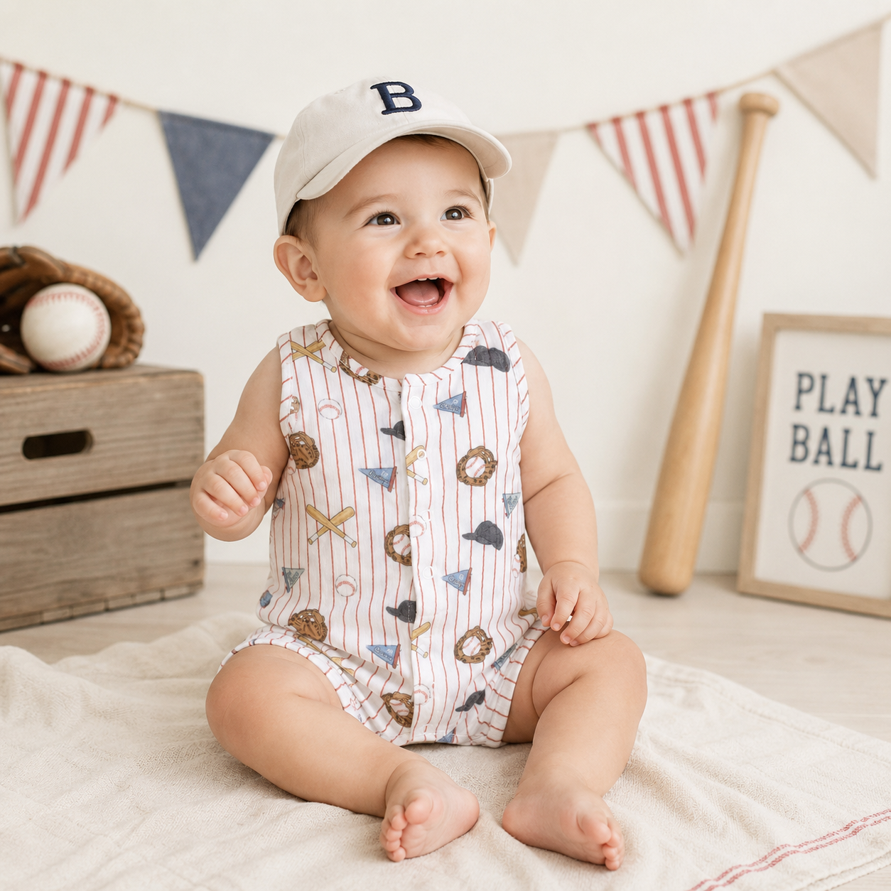 Vintage Baseball Shortie Romper