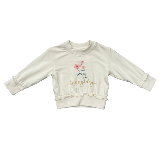 Girls Ruffle Hem Sweatshirt - Happy Days