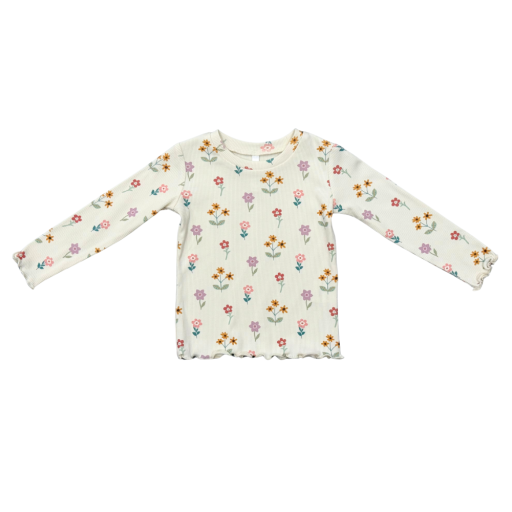 Girls Lettuce Hem Tee - Meadow Bloom
