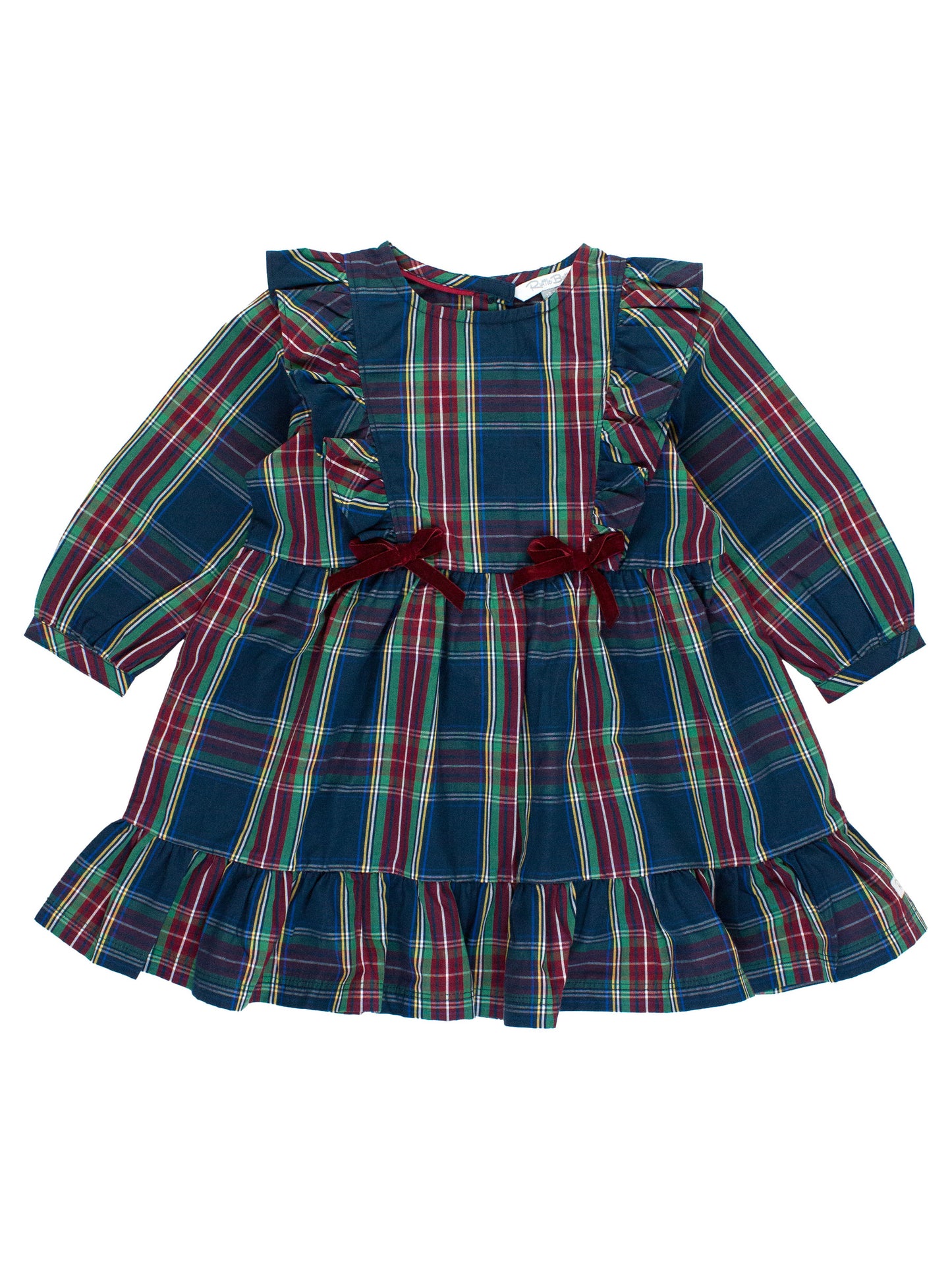 Winter Plaid Ruffle Bow Dress Honey & Oat Winter Plaid Ruffle Bow Dress Honey & Oat