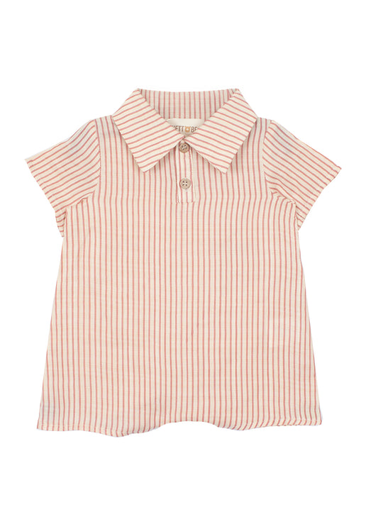 Red Stripe Collared Romper