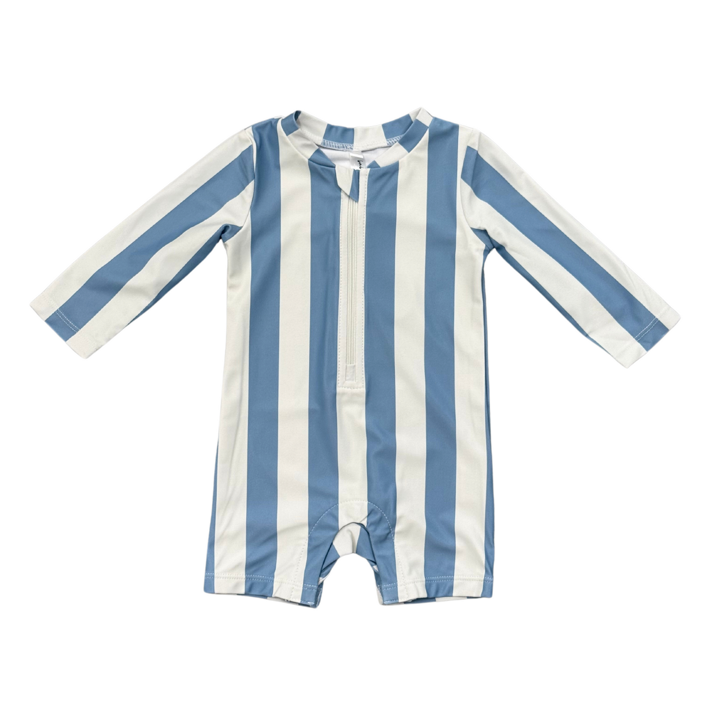 Spring Blue Stripe One-Piece Rashguard
