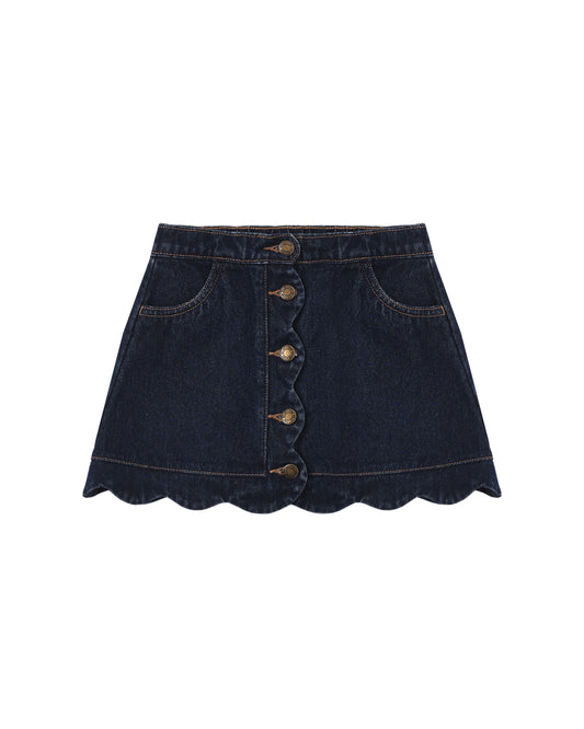 Scallop Mini Skirt Dark Indigo