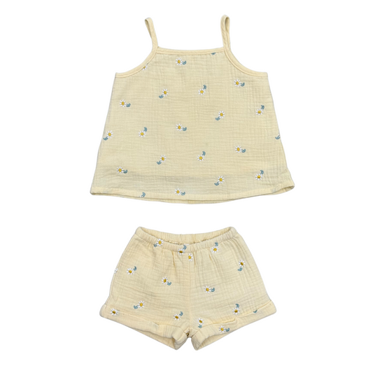 Embroidered Floral Short Set