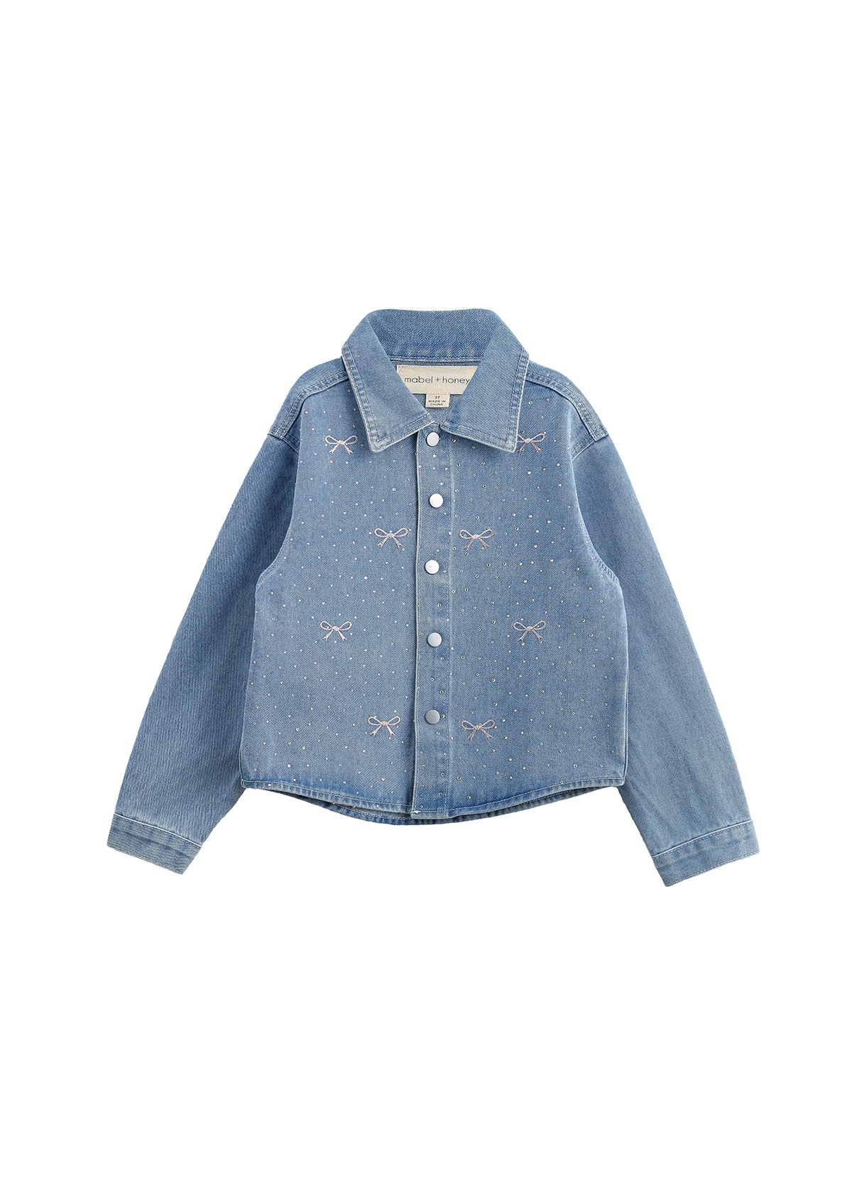 Rhinestone Bow Denim Shirt