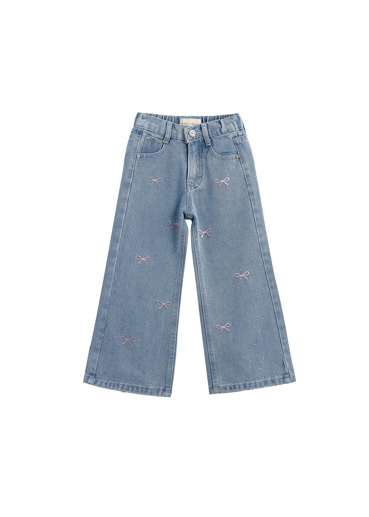 Rhinestone Bow Denim Pants