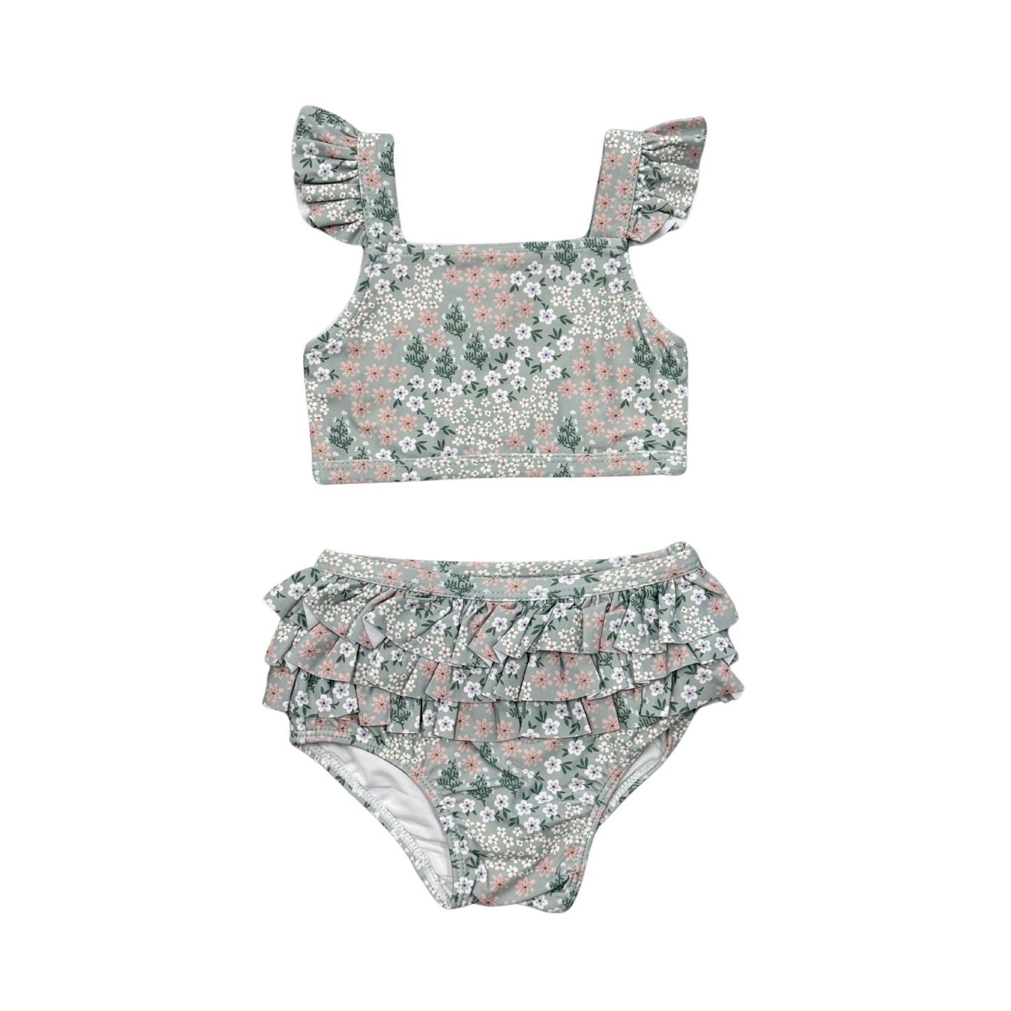 Aqua FloralTwo-Piece Swimsuit